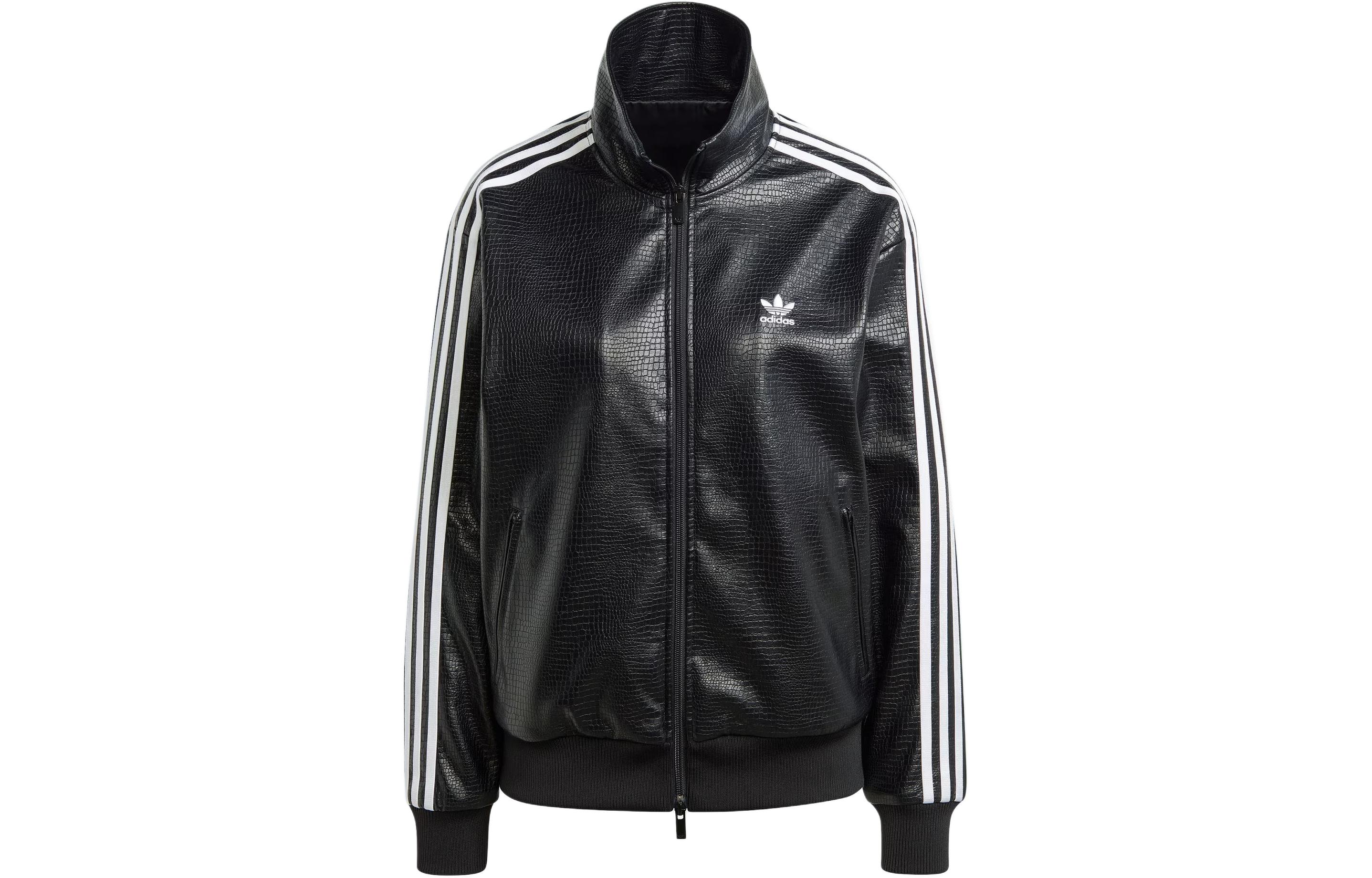 Adidas originals Firebird Premium Faux Leather Firebird Luxe Sports Jacket POIZON