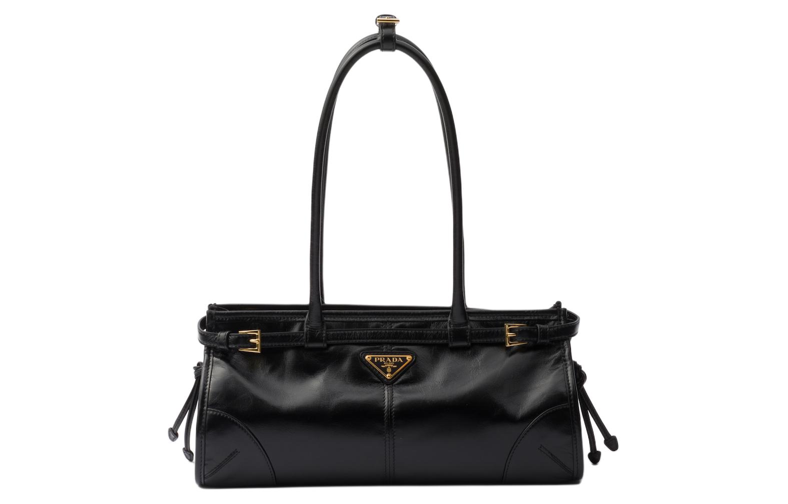 PRADA コピー ハンドバッグ シンボル トップステッチ レザー