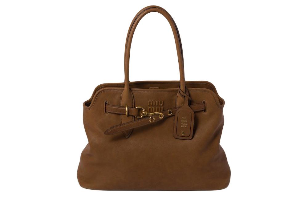 MIU MIU Aventure Nappa Leather Bag Handbag Oak - POIZON