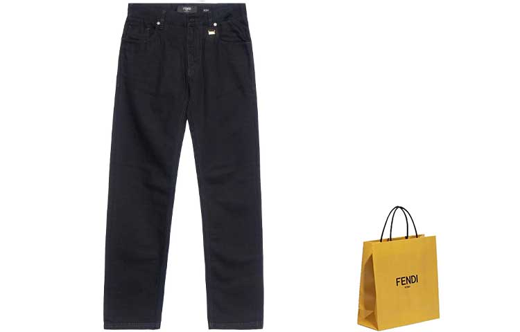 FENDI Jeans Men Black 31 Without Shopping Bag and Box - POIZON