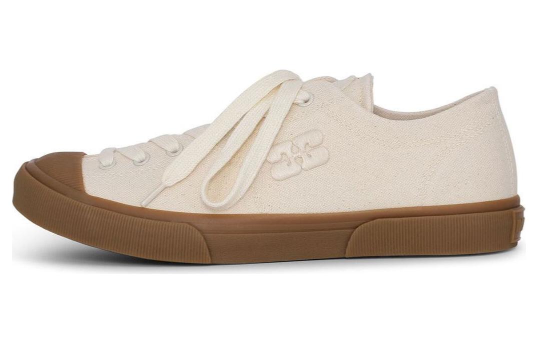 【GANNI】COTTON SNEAKERS GANNI logo-embroidered Organic Cotton Sneakers | Neutrals