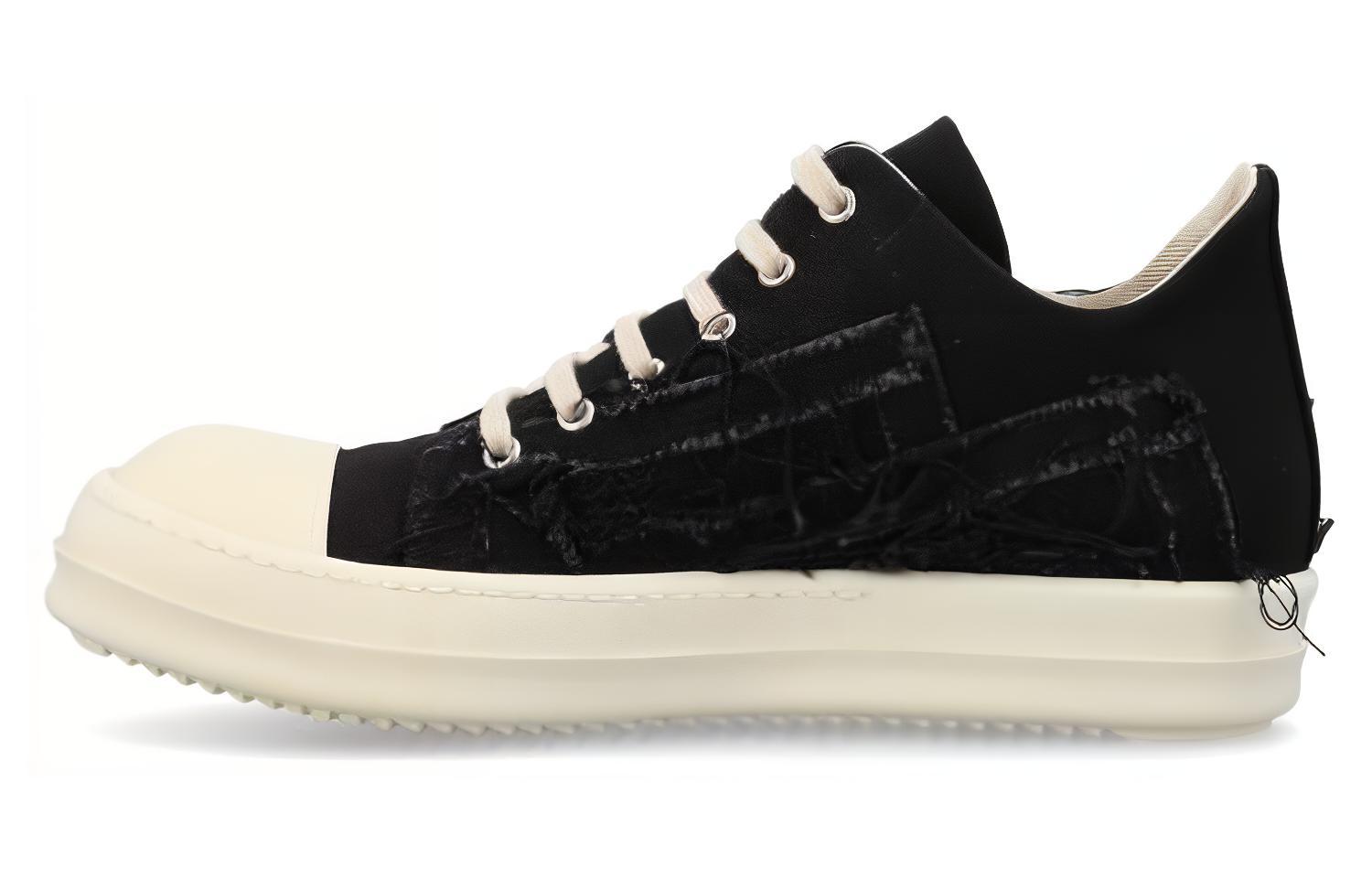 Rick Owens DRKSHDW Slashed Low Sneaks Black Milk - POIZON
