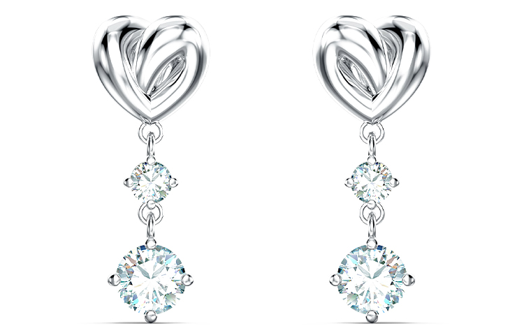 【SWAROVSKI】Lifelong Heart drop earrings ハート ピアス Lifelong Heart drop earrings, Heart, White, Rose gold-tone