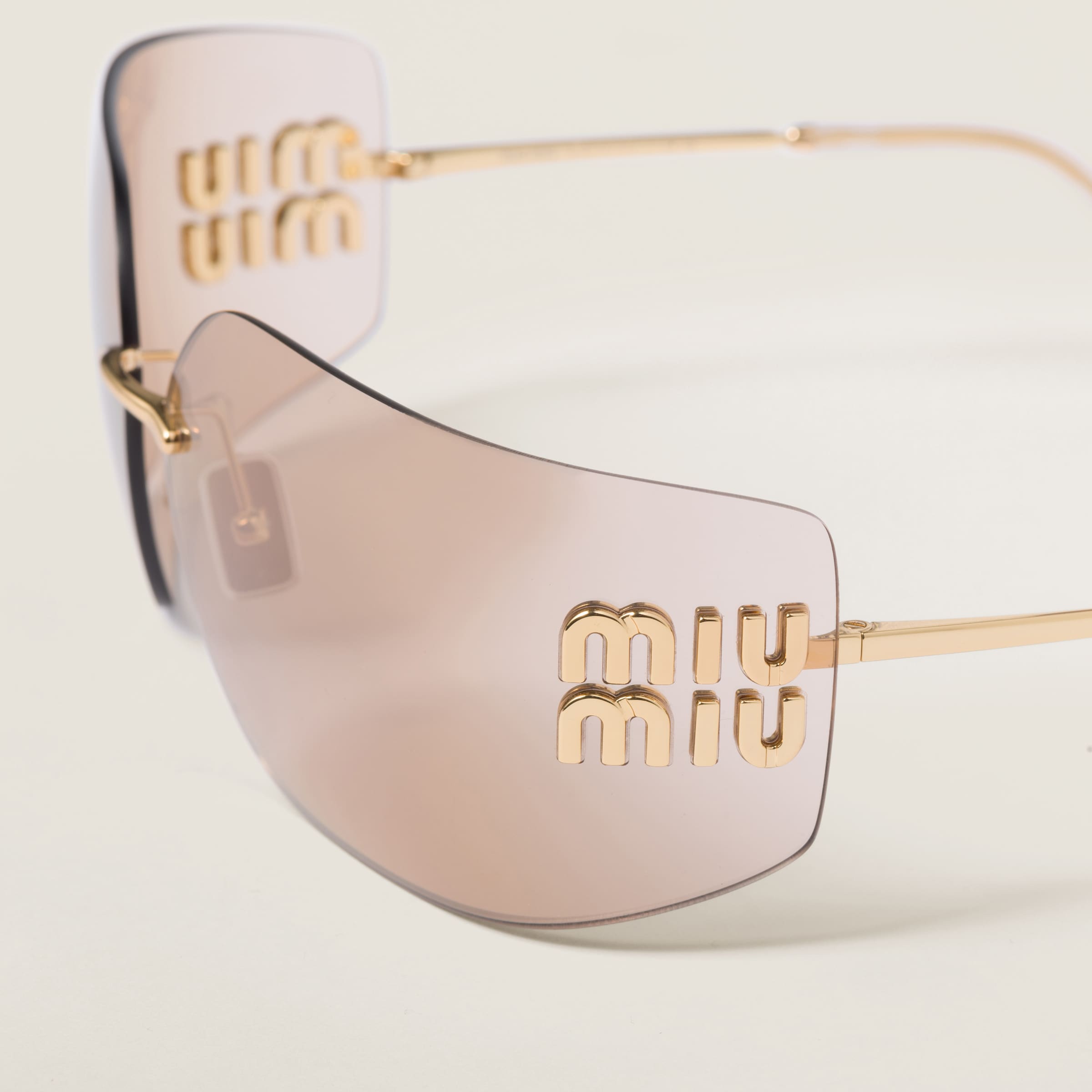 MIU MIU Logo-plaque Wraparound-frame Sunglasses - POIZON