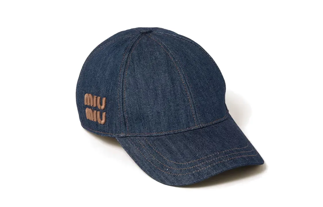 MIU MIU ベースボールキャップ ロゴ 刺繍 男女兼用 ネイビー