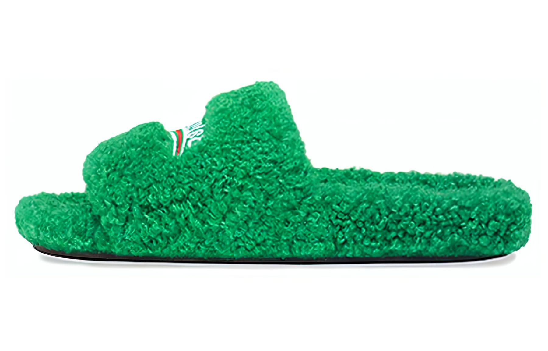 Balenciaga Furry Slide Green Women's - POIZON