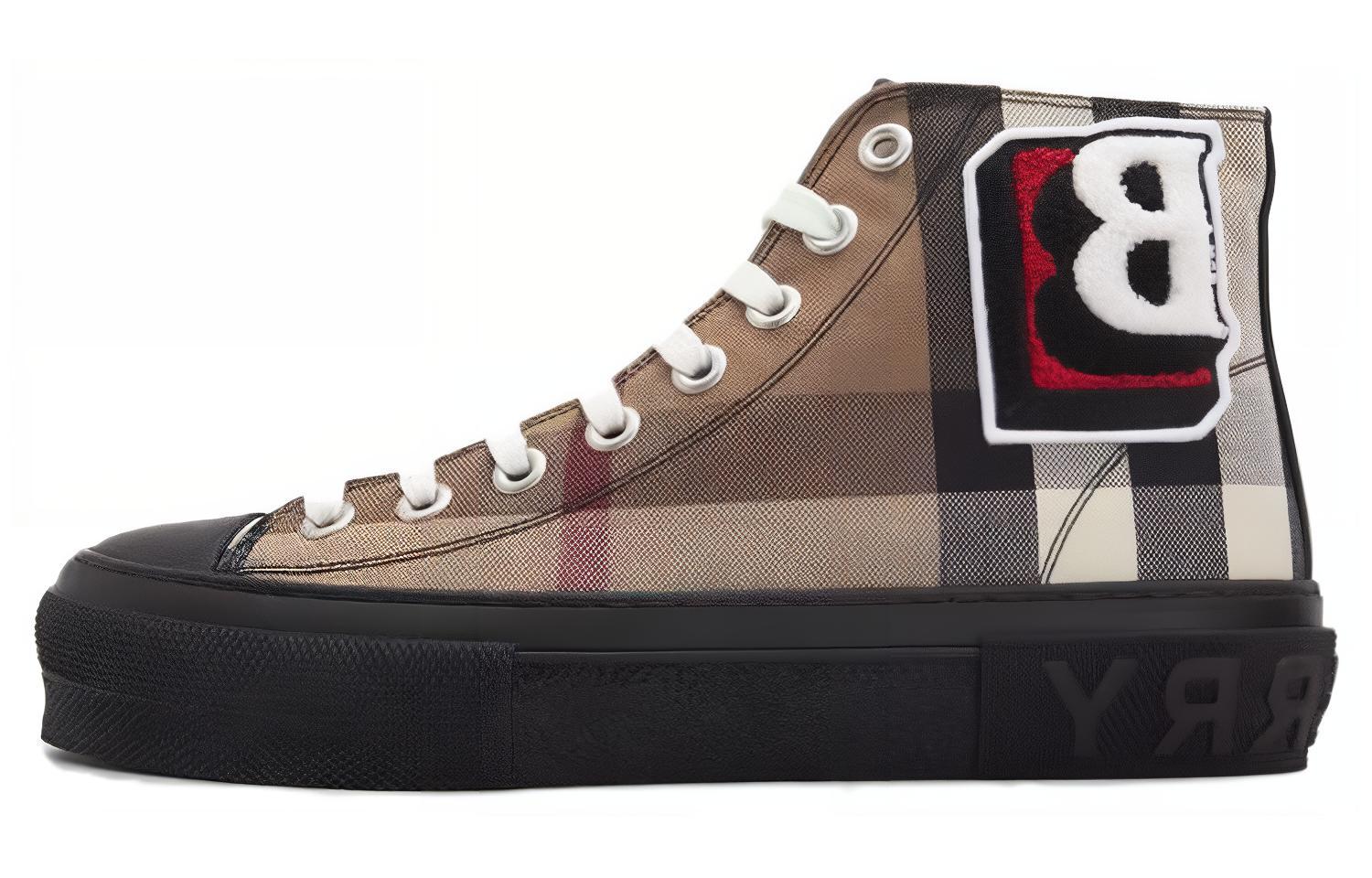 Burberry Canvas Shoes Men High Top Plaid POIZON