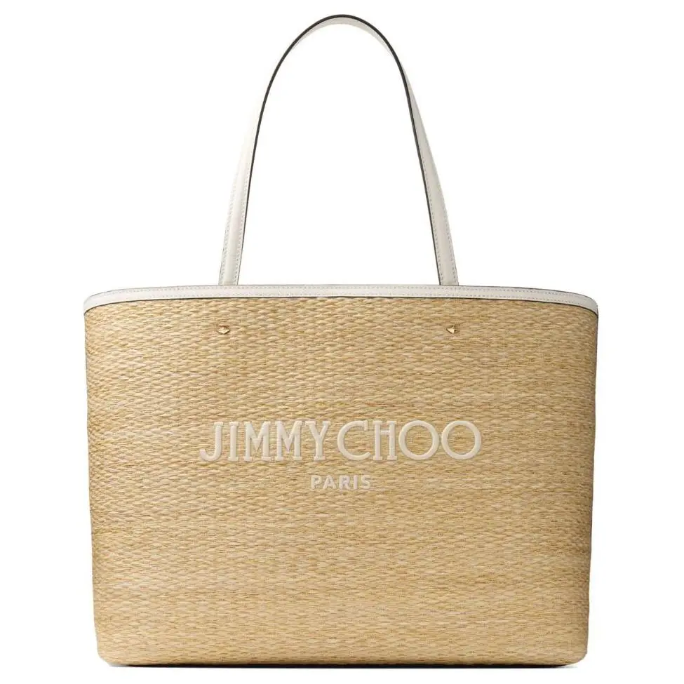 Jimmy Choo Women's Raffia Shopping Bag White