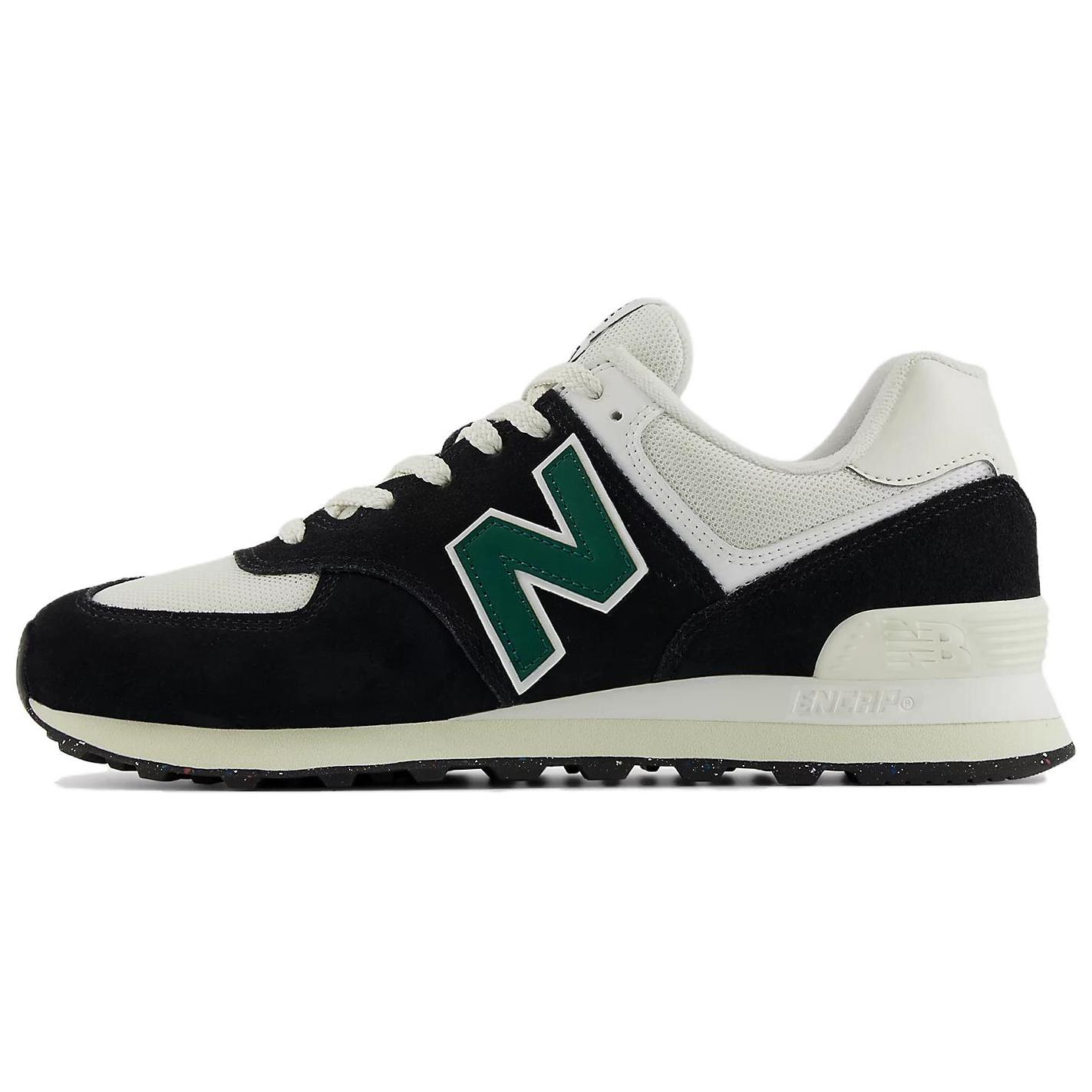 New Balance 574 Black White Marsh Green Standard (D) US M 11
