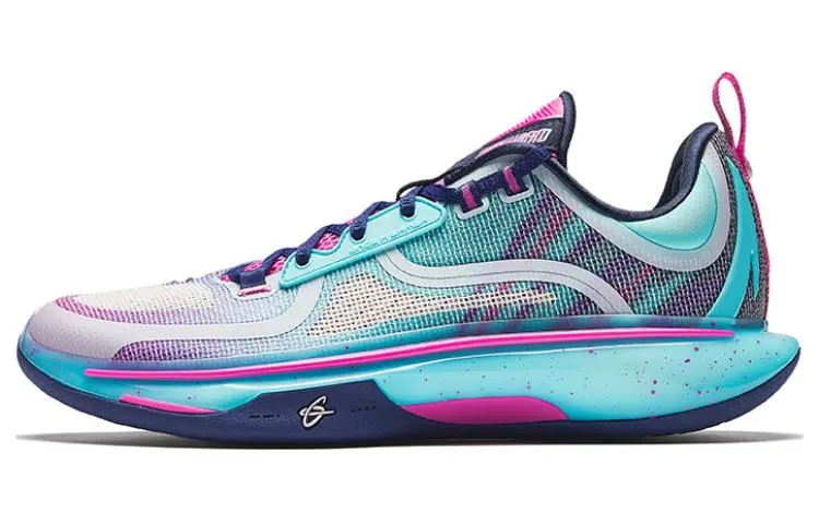 ANTA GH5 Basketball Shoes Men Low-Top Blue/Pink - POIZON