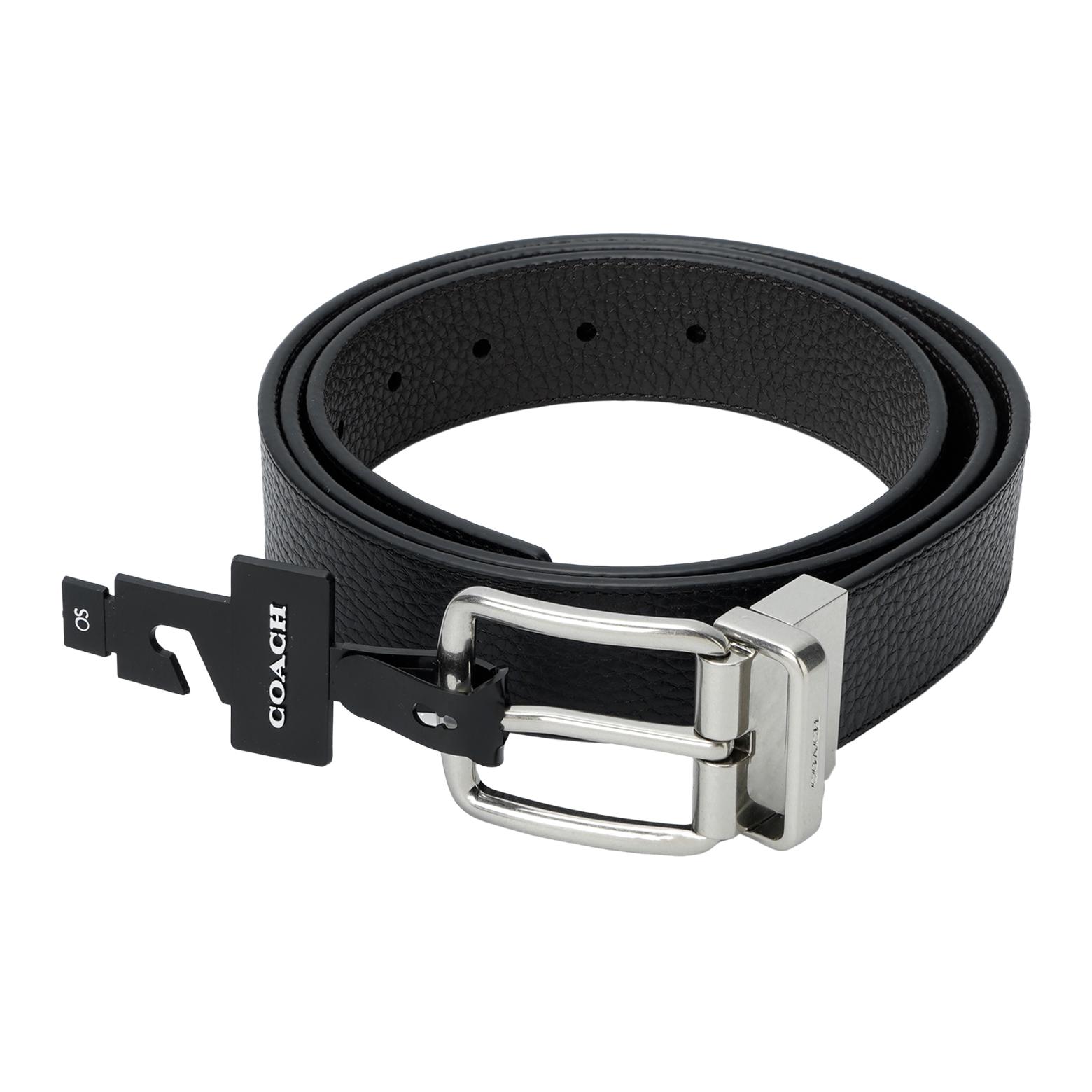 COACH Harness Buckle Cut-To-Size Reversible Belt Men's Black COACH Harness Buckle Cut-To-Size Reversible Belt Men's Black