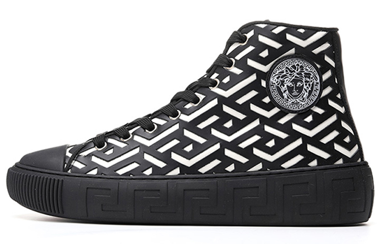 VERSACE Casual Shoes Men High-Top Black - POIZON