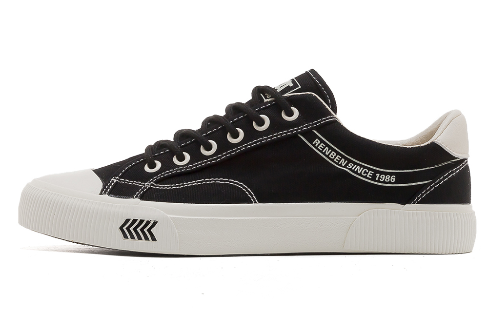 RENBEN Canvas Shoes Men Low Top Black POIZON