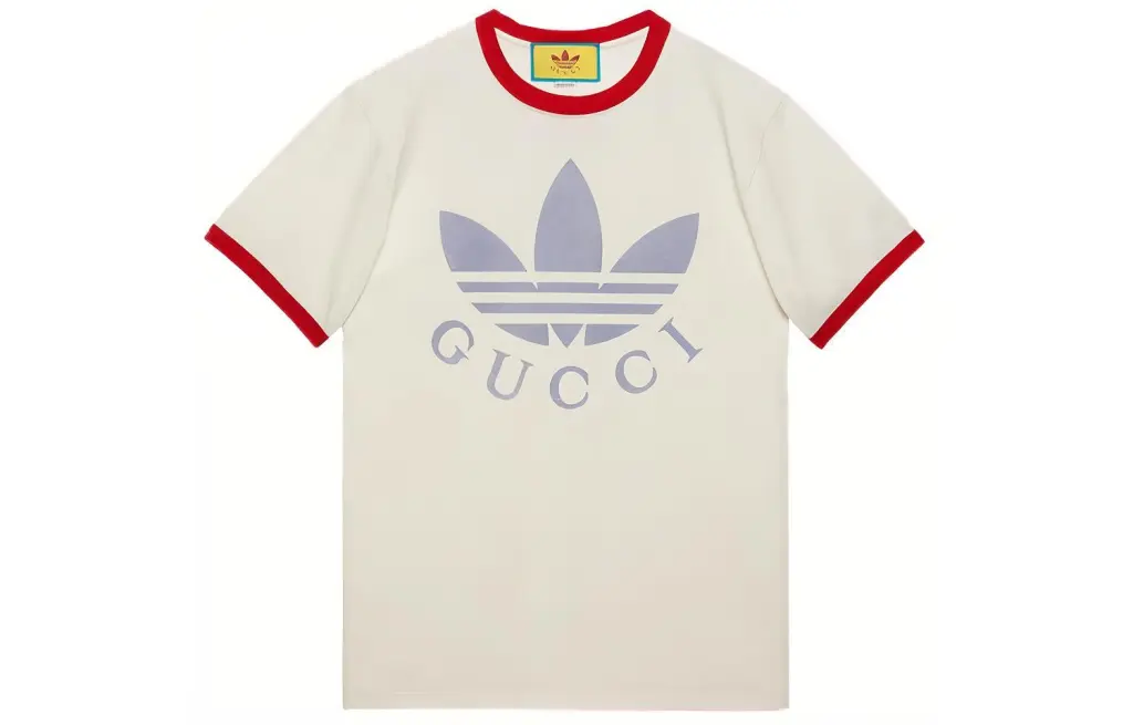 GUCCI X Adidas Cotton Jersey T-Shirt White/Red S - POIZON