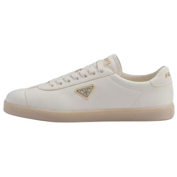 スニーカー PRADA Triangle Logo Shearling Sneakers 1E947M 3LEN F0009 Prada triangle-logo Padded Sneakers | White | FARFETCH