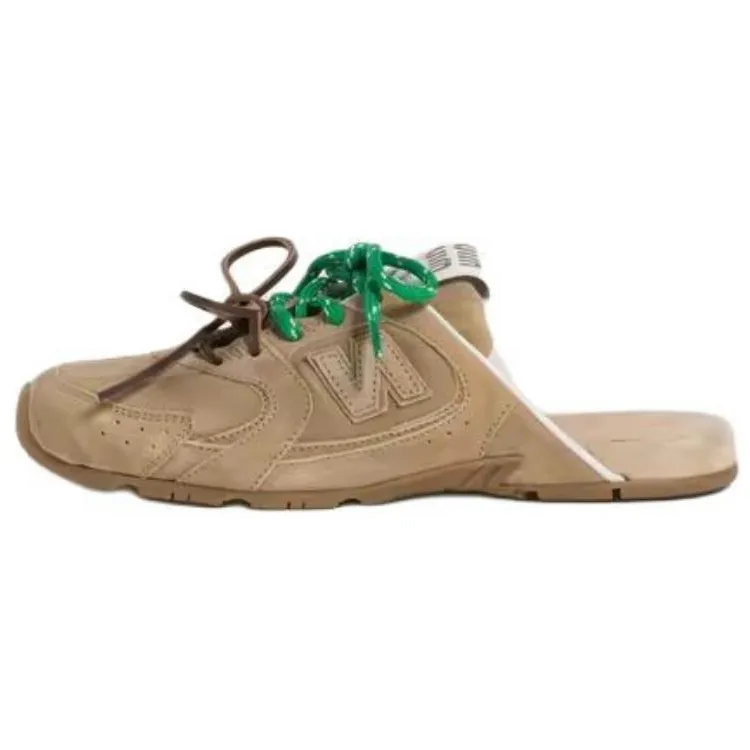 24PF new/MiuMiu スエードスリッパ Slippers Beige Shearling-lined suede slippers in beige - Miu Miu | Mytheresa