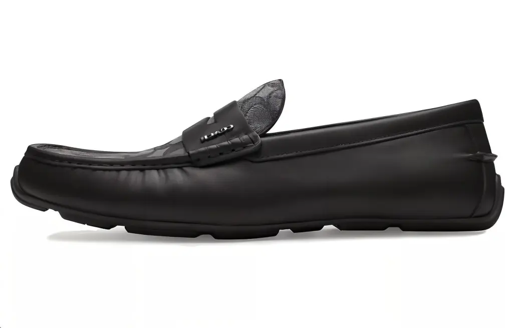 靴 COACH original Black Moccasin COACH Loafers Men Black Original Shoe Box Included US M 7
