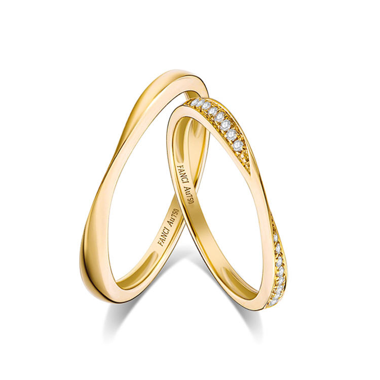 FANCI 18K Gold/14K Gold Inlay Lab-Grown Diamond Rings Unisex
