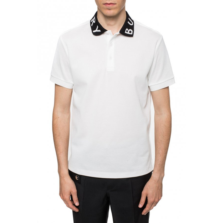 大人の上質  Collar Ryland Burberry Logo Without XL White/Black Polo トップス