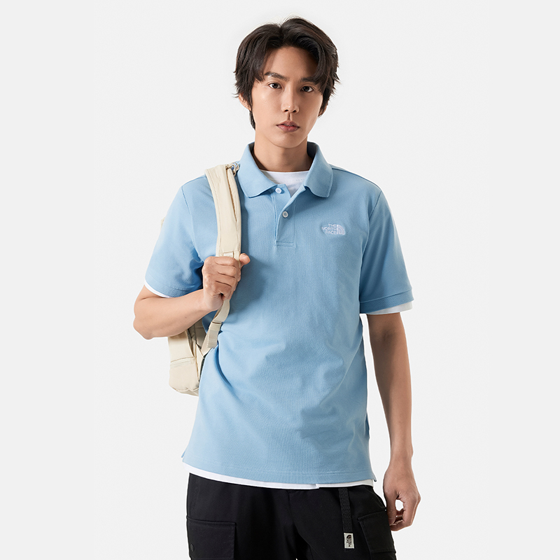 ★THE NORTH FACE★ MEN'S SUNDAY SHORT SLEEVE POLO LIGHT BLUE THE NORTH FACE Polo Shirts Men Light Blue - POIZON