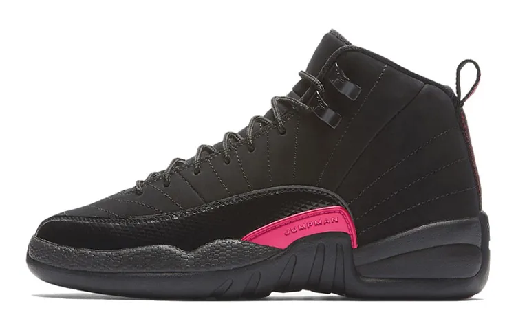 Pink Retro 12s Black Jordan 12 Retro Black Rush Pink GS US Kids POIZON