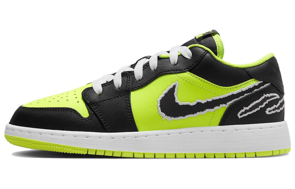 Jordan 1 Low SE Black Cat Volt GS US Kids 4Y