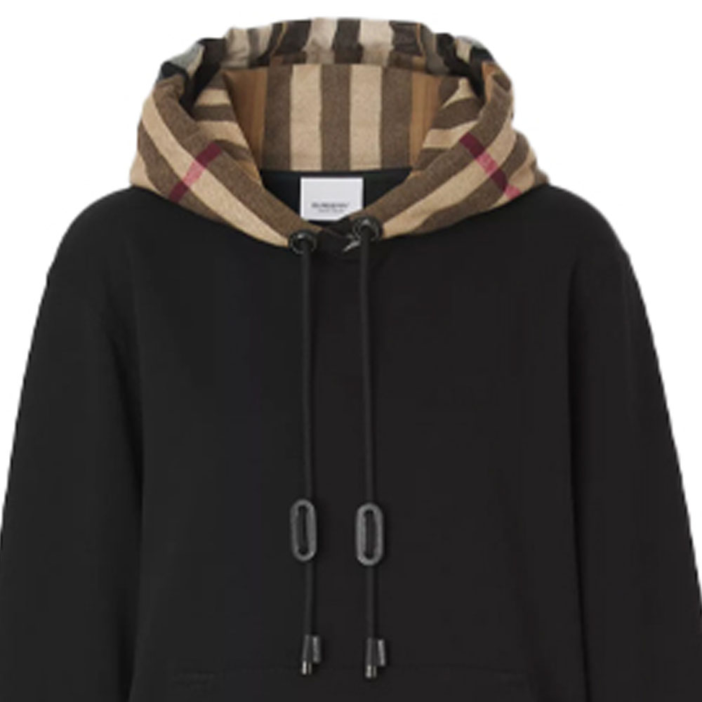 Burberry SS21 Women's Vintage-check Cotton Hoodie Black - POIZON