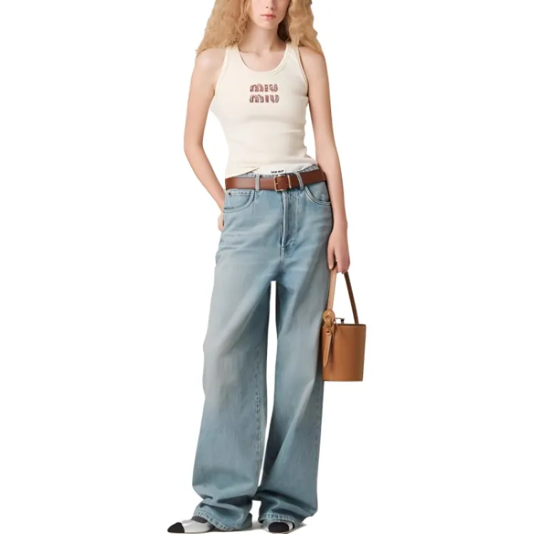 MIU MIU Tank Tops Women's Ecru M - POIZON MIU MIU Tank Tops Women's Ecru M - POIZON