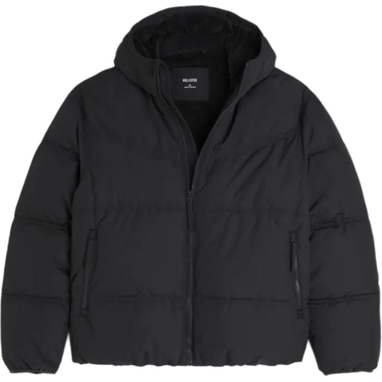 Hollister Puffer Jackets Men Black Cheap Rcj Jordan Outlet