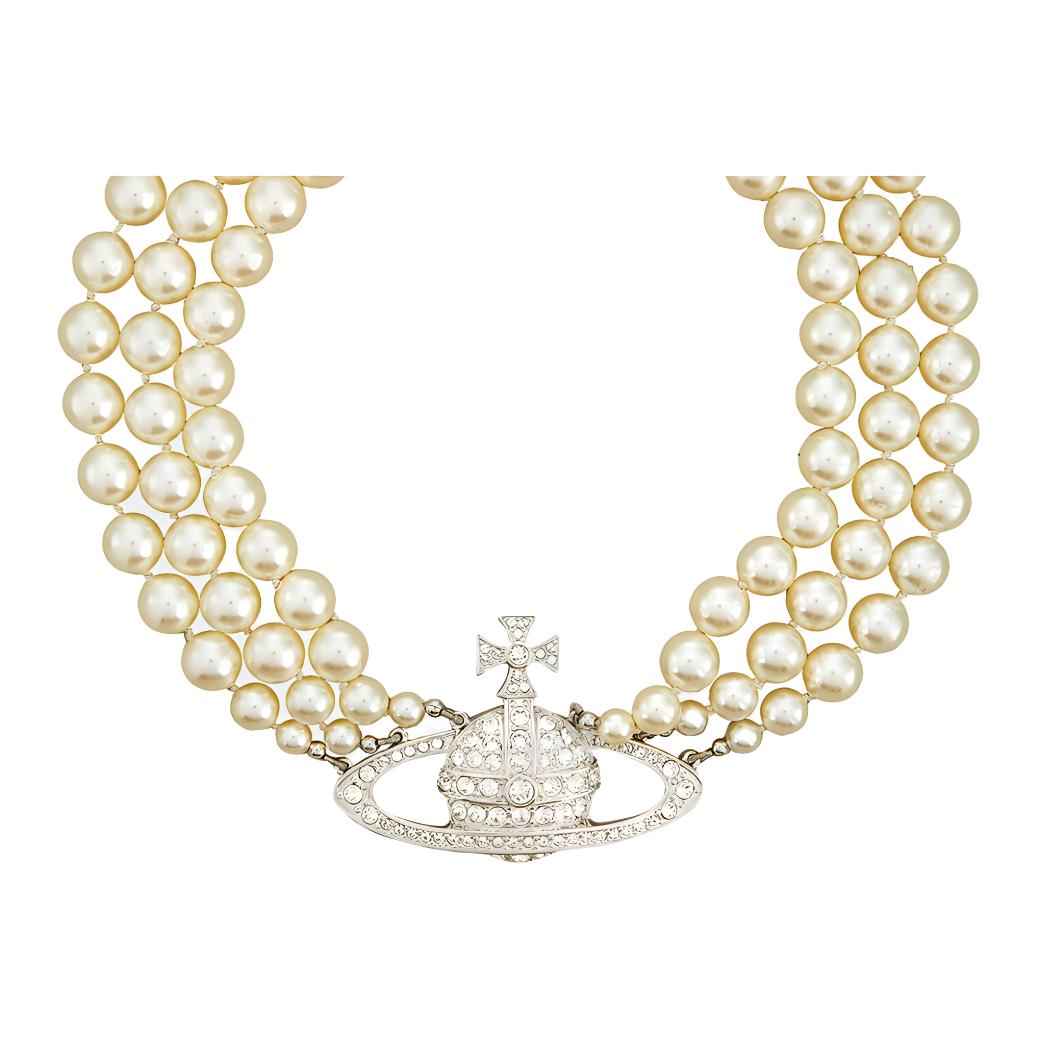 Vivienne Westwood Three Row store Pearl Bas Relief Choker