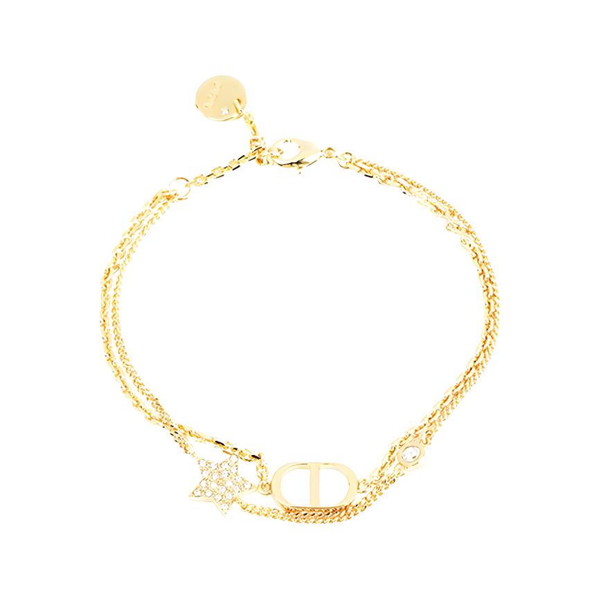 【2024年製 新品】 DIOR Crystal Box+ Size One Gold Women's Bracelets Metal アクセサリー