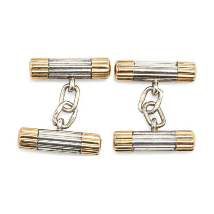 TIFFANY & CO. 20th Century Silver and 18K Yellow Gold Double Bar Chain ...