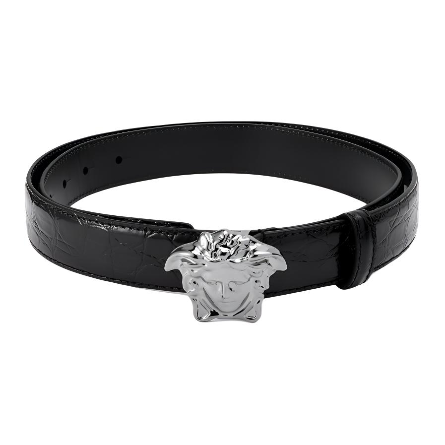 VERSACE Medusa Leather Belts Men Black - POIZON