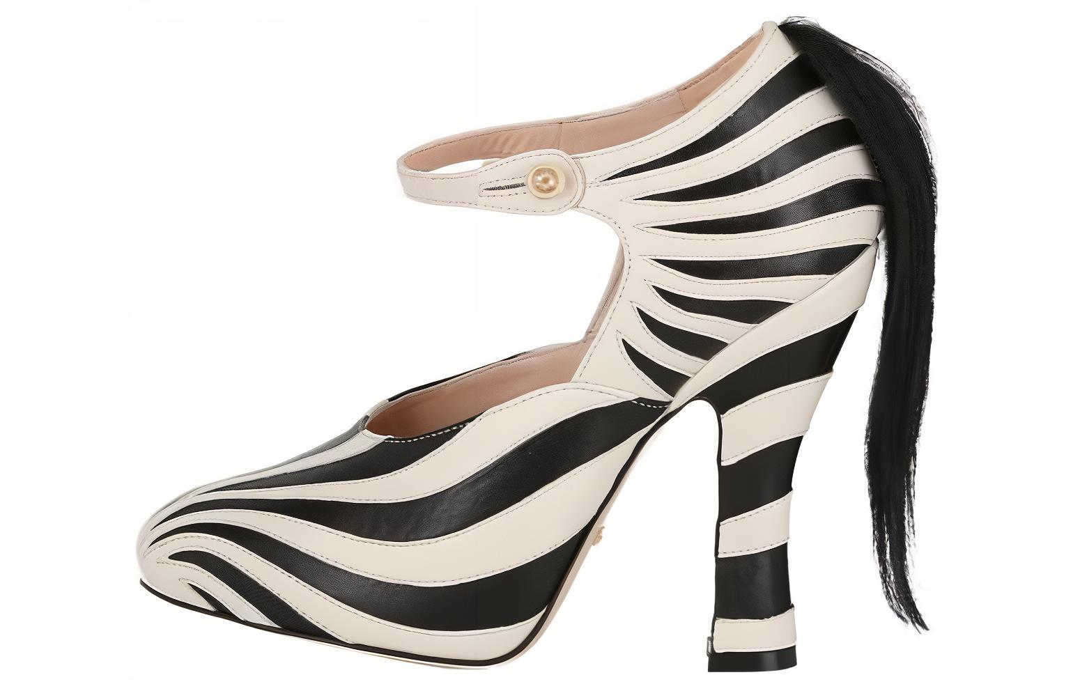 GUCCI High Heels Women's Black White Original Shoe Box