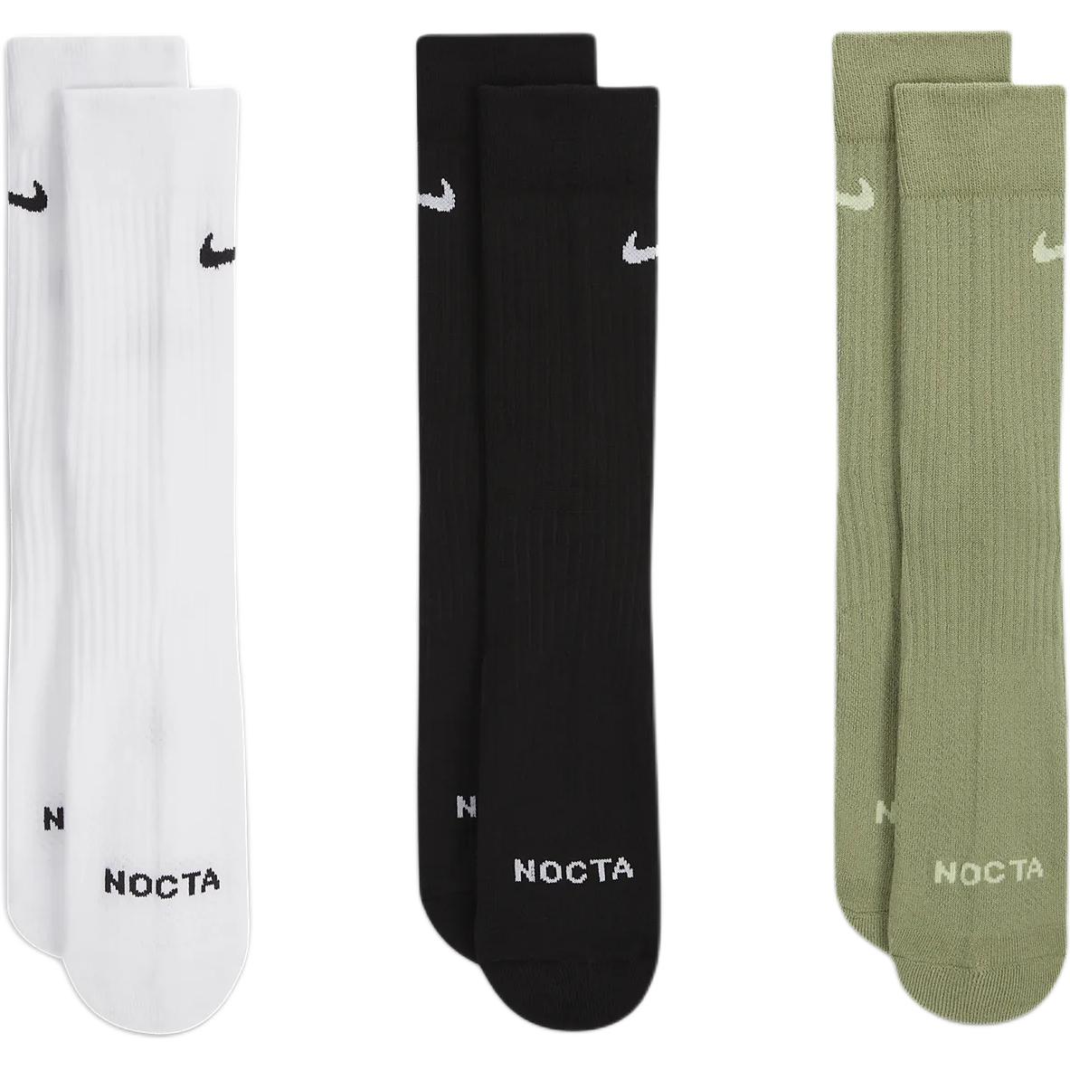 Nike Nocta Crew Socks 3 Pack 3 Pack (White+Black+Green) L