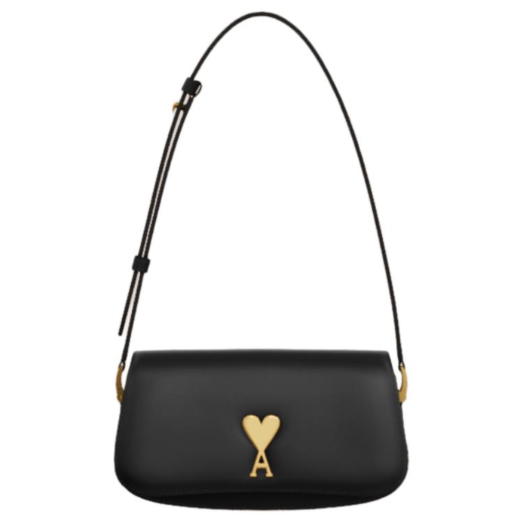 AMIPARIS Calfskin Shoulder Bag Women's Black - POIZON