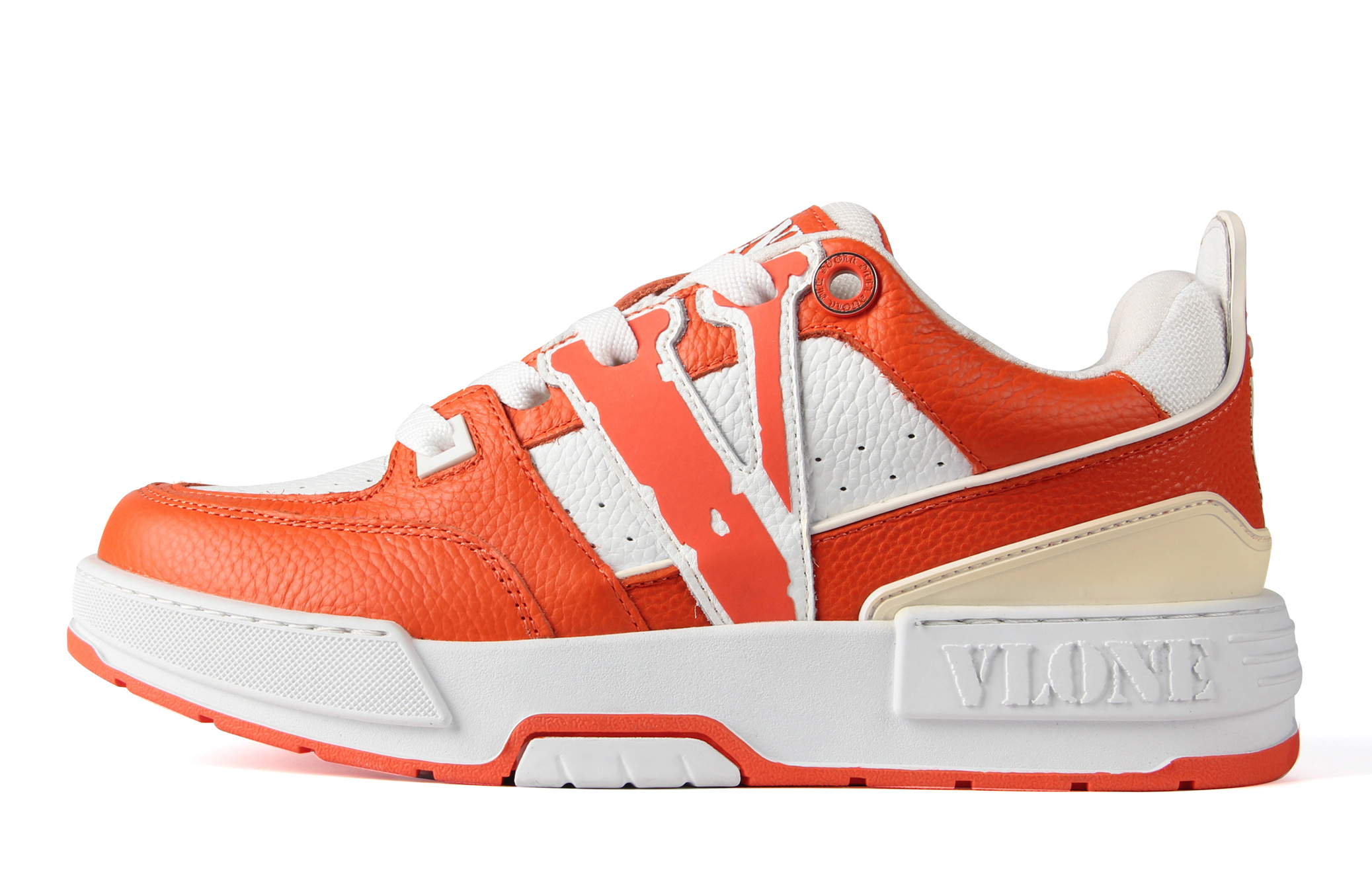 VLONE Skateboard Shoes Unisex Low-Top White Orange US M 10
