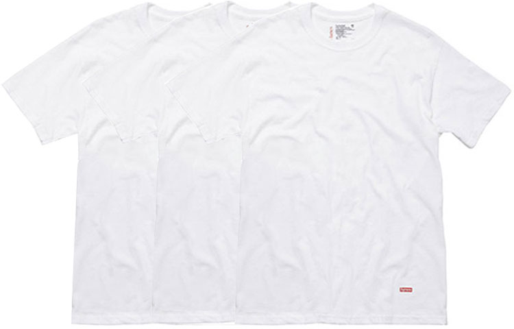 Supreme Hanes Tagless Tees 3 Pack White - POIZON