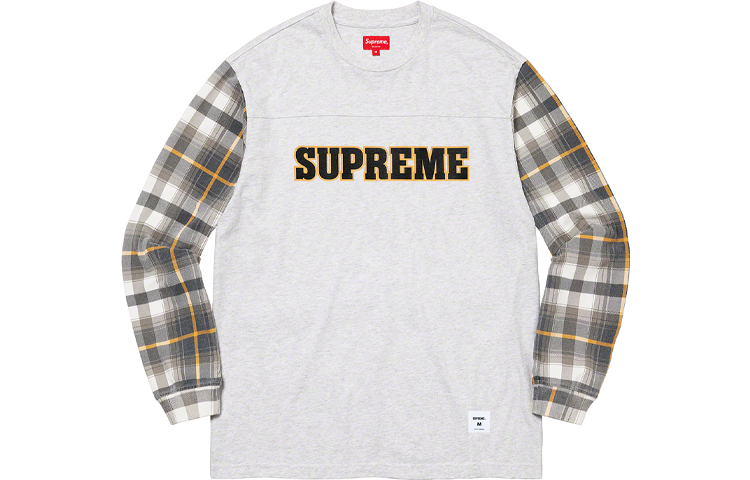 Supreme Plaid Sleeve L/S Tee Light Olive M - POIZON Supreme Plaid Sleeve L/S Tee Light Olive M - POIZON