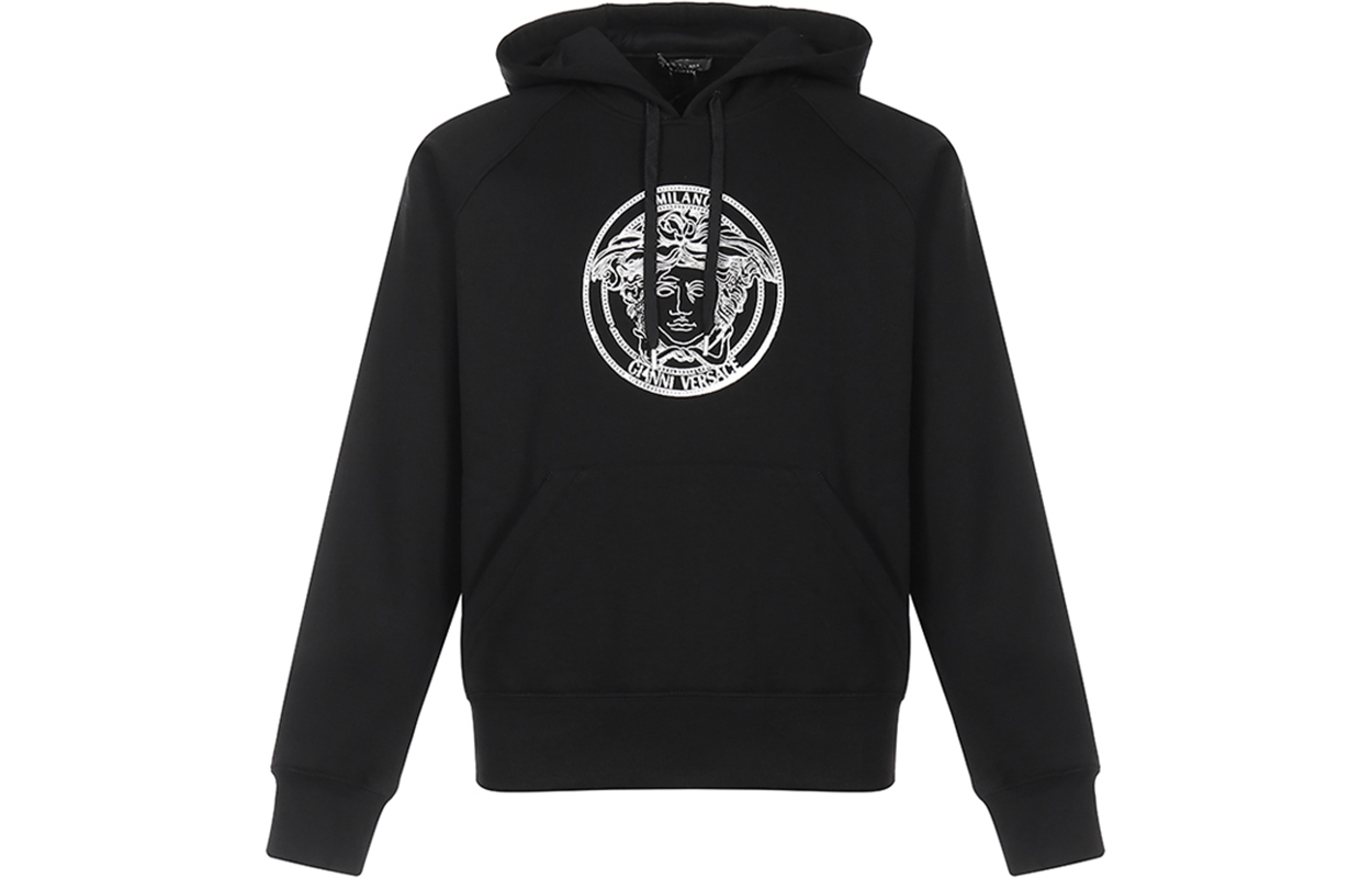 パーカー・フーディ VERSACE FW24 Black cotton sweatshirt (10162811A11444 1B000) VERSACE Versace Man Black Cotton Sweatshirt | luosophy
