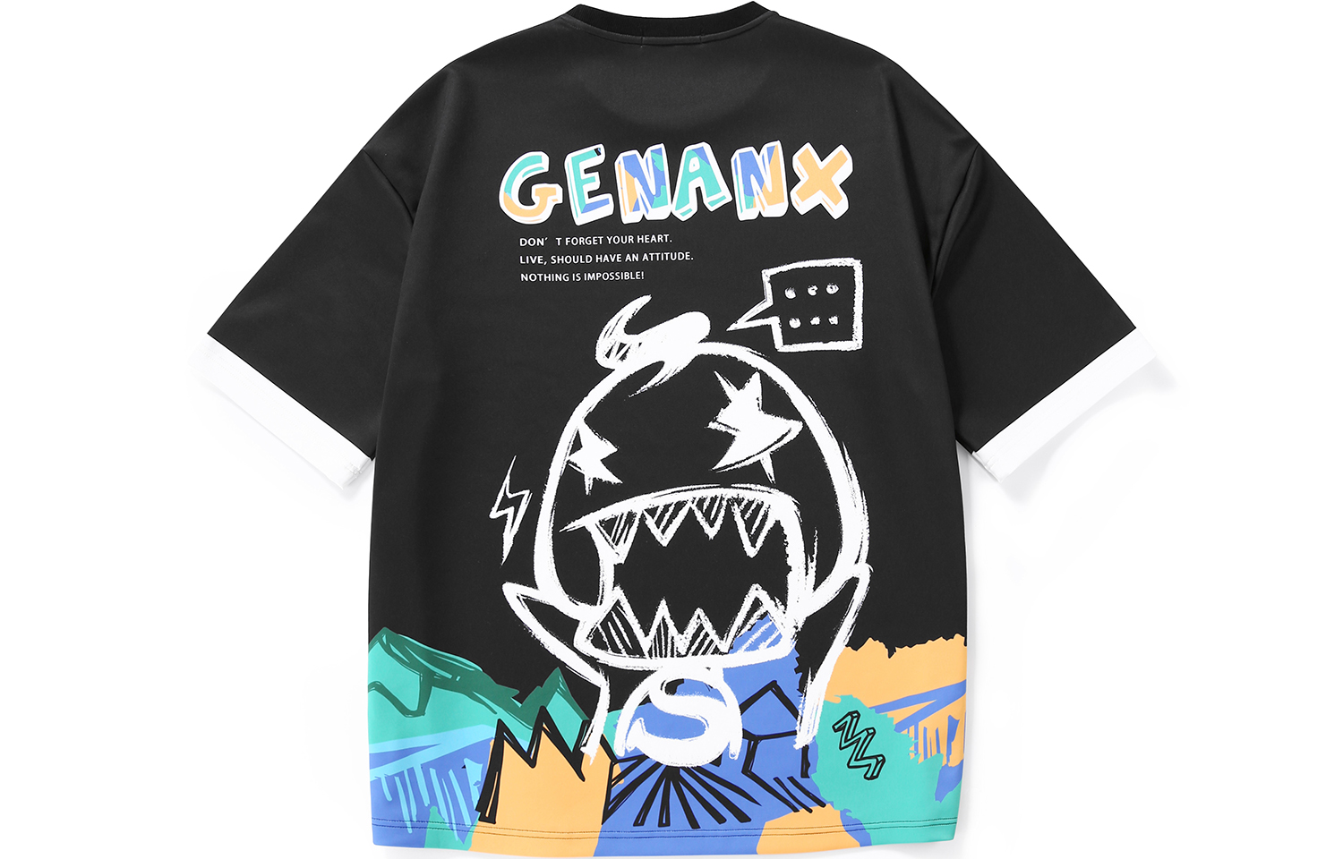 GENANX 柄プリントTシャツ ホワイト unisex Amazon.com: Genanx Men's Graphic Tee Unisex Cool Design T