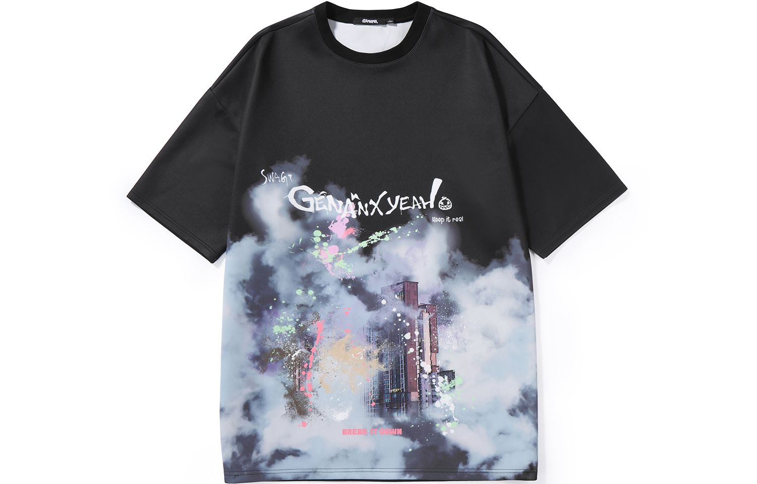 GENANX 柄プリントTシャツ ホワイト unisex Amazon.com: Genanx Men's Graphic Tee Unisex Cool Design T