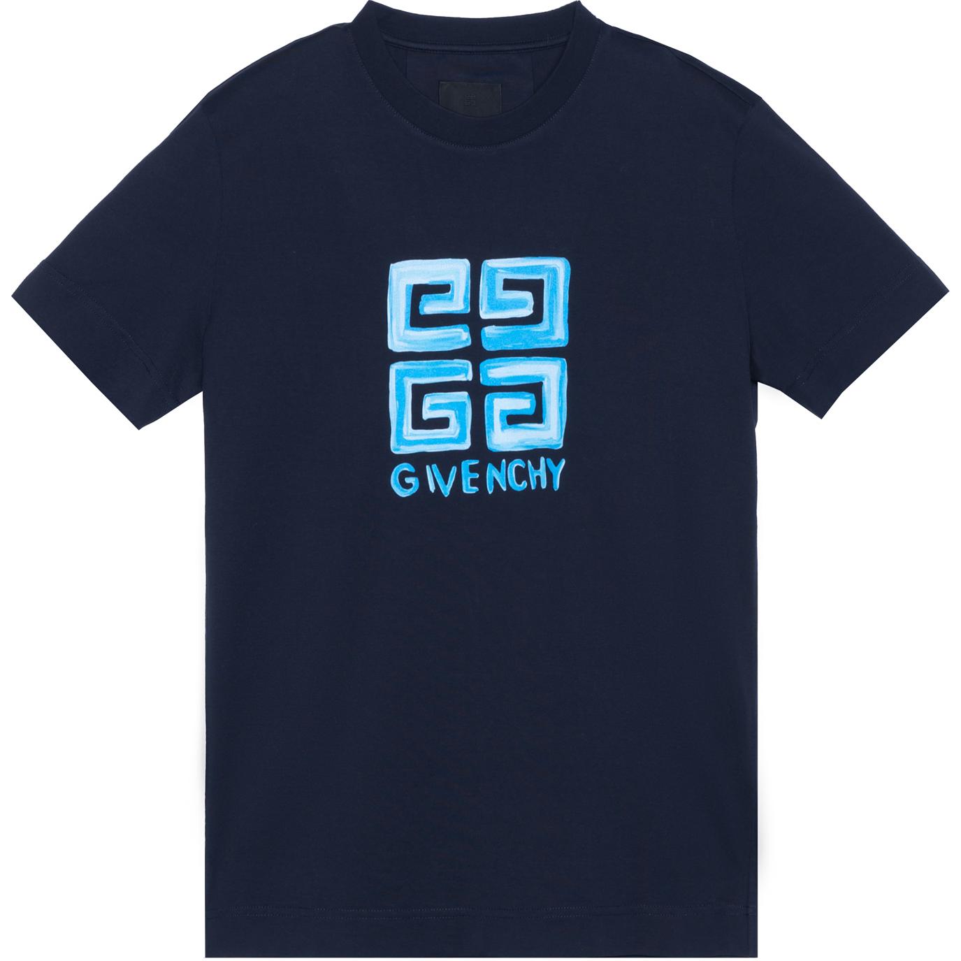Tシャツ・カットソー Givenchy Navy Short-Sleeved T-Shirt With Logo Givenchy logo-embroidered cotton T-shirt | REVERSIBLE