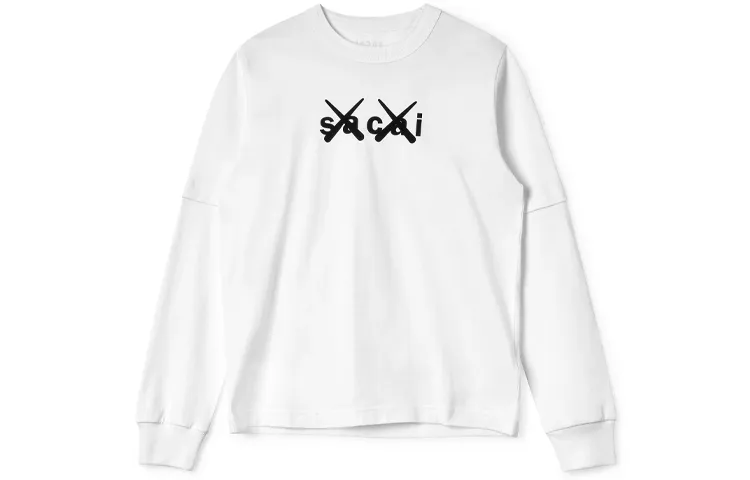 KAWS X Sacai Flock Print Long Sleeve T-shirt - POIZON