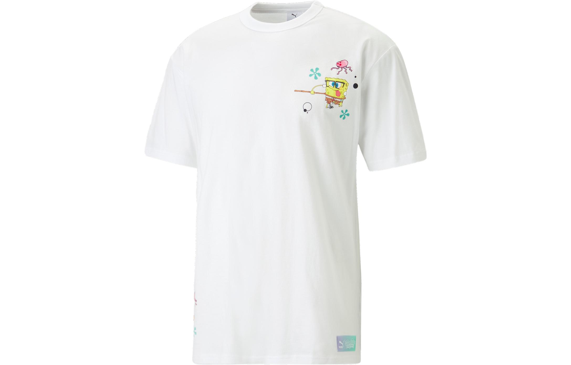 ■PUMA■ Puma Spongebob AOP V-neck Polo Short Sleeve T-Shirt PUMA X SPONGEBOB T-Shirts Unisex White M - POIZON