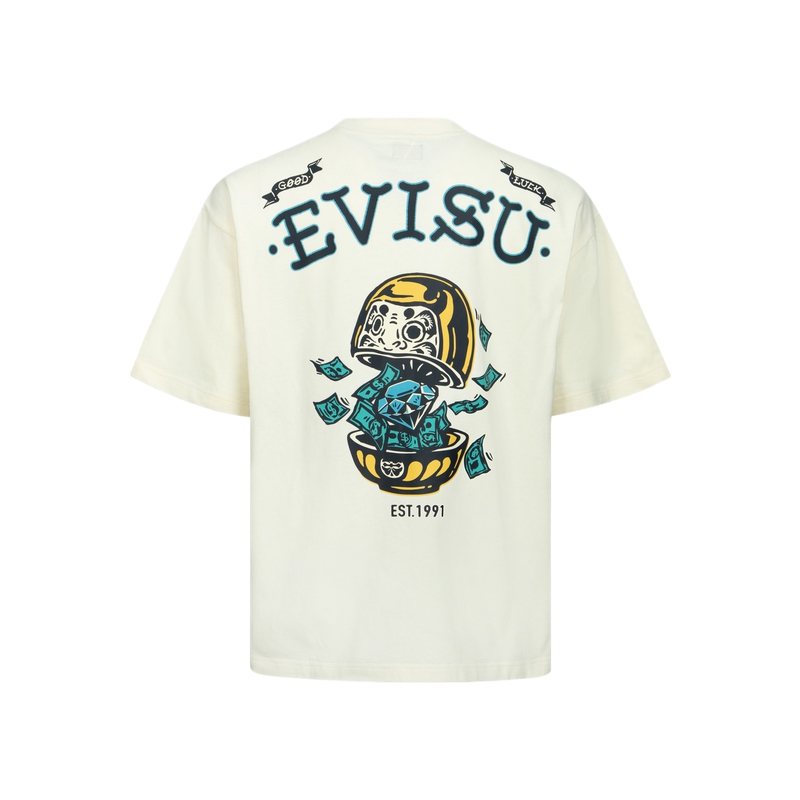 【EVISU】ダイヤモンド ダルマ プリント Tシャツ コットン Diamond Daruma Print Loose Fit T-shirt – EVISU