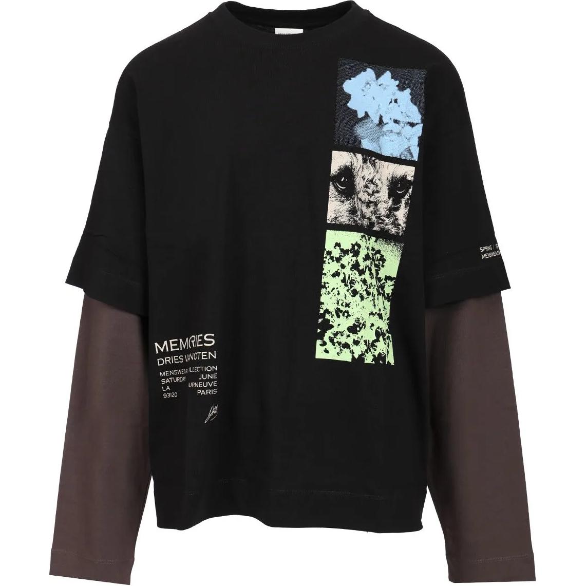 Dries Van Noten★Hemmings ダブルスリーブ Tシャツ Black DRIES VAN NOTEN T-Shirt Men's Black - POIZON