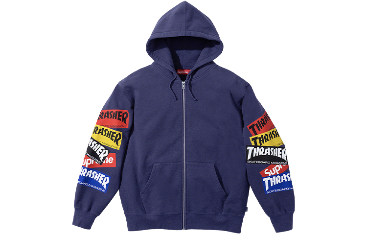 Supreme Thrasher Multi Logo Zip Up Hooded Sweatshirt Black M
