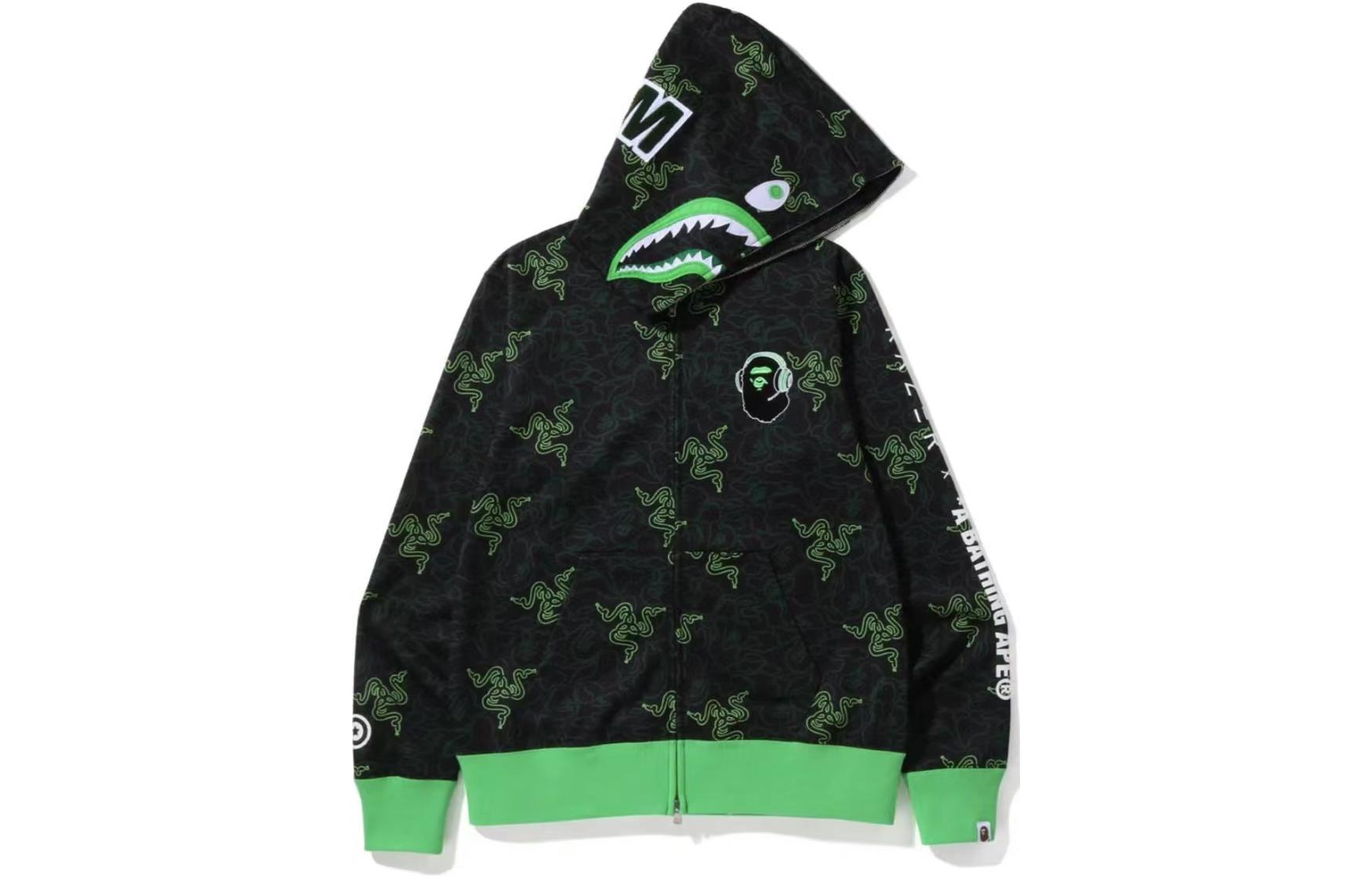 【A BATHING APE】NEON CAMO SHARK FULL ZIP HOODIE A BATHING APE X Razer Neon Camo Shark Full Zip Hoodie - POIZON