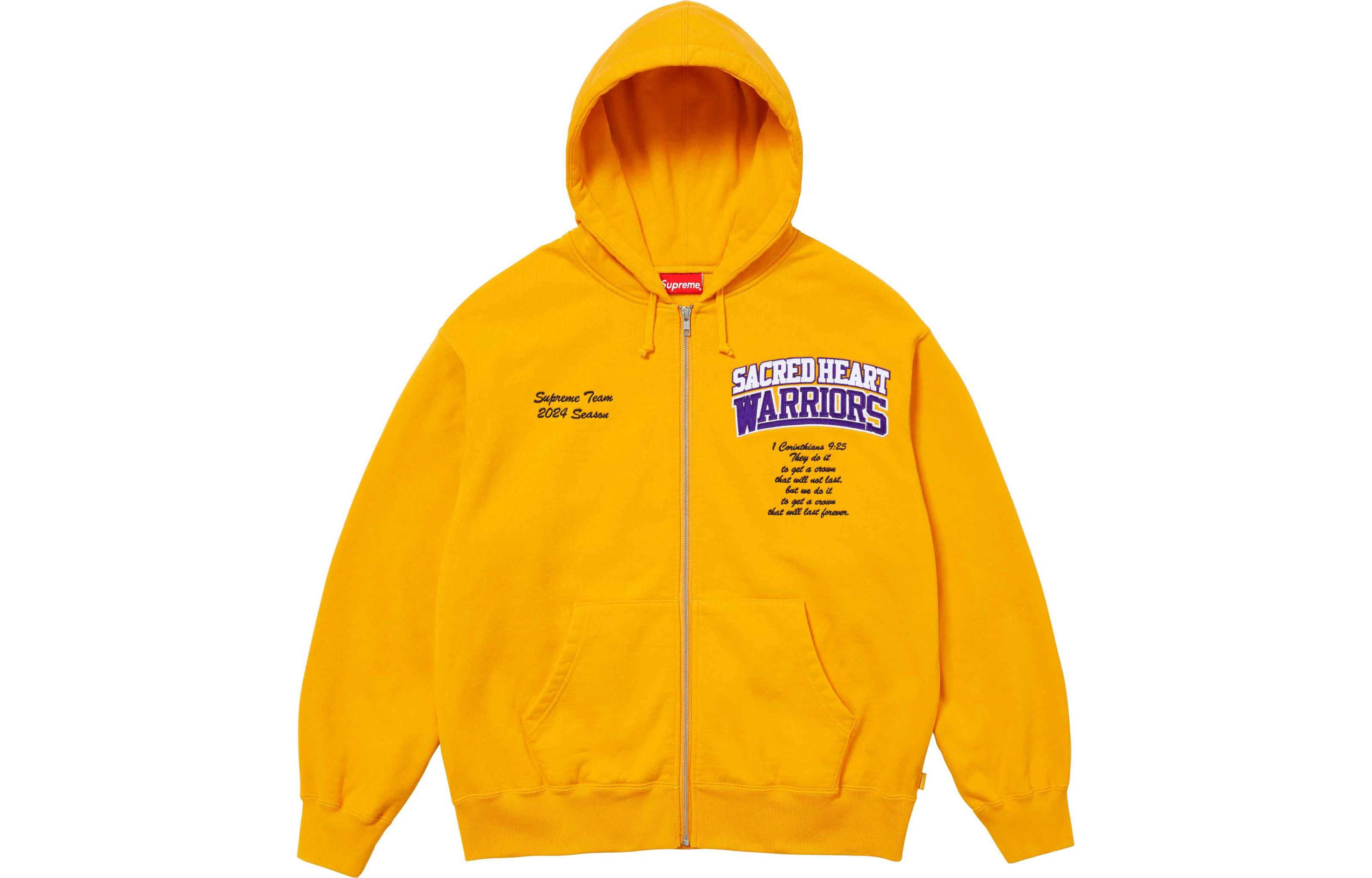 Supreme Salvation Zip Up Hooded Sweatshirt Yellow Black L